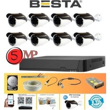 Aletools Gerçek 5 Mp Metal Kasa 8 Kameralı Ahd Güvenlik Seti 250 GB HDD Dahil