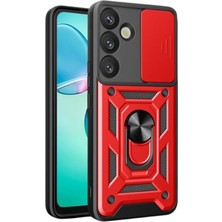 Aletools   Samsung Galaxy S25 Fe Pars Lens Yüzüklü Silikon - Kırmızı