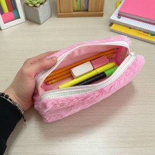 Elegance Peluş Ponponlu Pastel Pembe Kalem Çantası