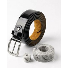 Growish GK0002 Hakiki Rugan Deri Paslanmaz Toka Eni 3,5 cm Köprülü Rugan Damatlık Spor Klasik Erkek Kemer