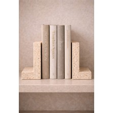 Marbello Traverten Mermer Kitap Tutucu 2’li Set | Dekoratif Bookend & Ofis Aksesuarı