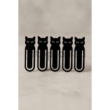 Toptan3D (5'li Paket) Siyah Kedi Kitap Ayracı, Sevimli Kedi Figürlü Ayraç, Kedi Severlere Hediyelik Kitap Ayracı - 10CM