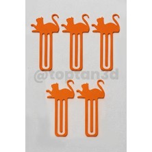 Toptan3D (5'li Paket) Turuncu Kedi Kitap Ayracı, Sevimli Kedi Figürlü Ayraç, Kedi Severlere Hediyelik Kitap Ayracı - 10CM