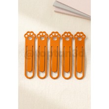 Toptan3D (5'li Paket) Turuncu Pati Kitap Ayracı, Sevimli Kedi Pati Figürlü Ayraç, Kedi Severlere Hediyelik Kitap Ayracı - 10CM