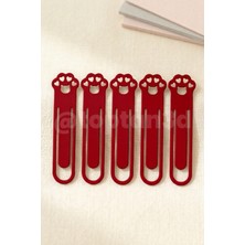 Toptan3D (5'li Paket) Kırmızı Pati Kitap Ayracı, Sevimli Kedi Pati Figürlü Ayraç, Kedi Severlere Hediyelik Kitap Ayracı - 10CM