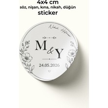 To Design Lab 4x4 cm Nikah - Düğün - Nişan - Söz - Kına Hediyelikler Için Sticker