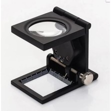 Marsilyan 28X28 mm Katlanır Sayaçlı Metal Lüp, 2 LED Işıklı Büyüteç Tekstil TH9005A