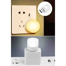 Şirin Home Mini USB LED Gece Lambası Taşınabilir Laptop, Powerbank ve USB Adaptör Uyumlu Beyaz Işık