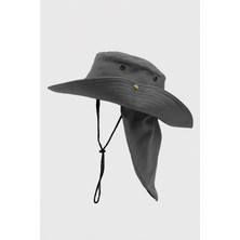 Külah Outdoor Uv Güneş Koruyucu Şapka Antrasit Lejyoner Safari Şapkası