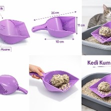AvantajAl Kapaklı Kedi Kumu Küreği Elekli – Ergonomik Saplı Dayanıklı Plastik Kum Temizleme Küreği 26 cm