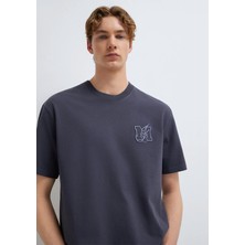 Mavi Mj Logo Detaylı Gri Tişört 0612885-70101