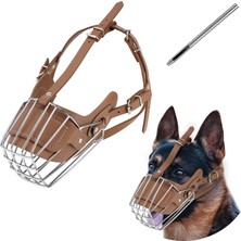AvantajAl Karamel Pet Metal Deri Köpek Ağızlığı Xl 38 cm