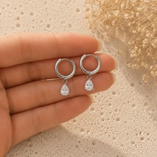 Pelkan Atelier Damla Zirkon Taşlı Sallantılı Halka Küpe