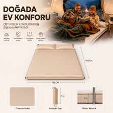 Relaxus Çift Kişilik Kendiliğinden Şişen Kamp Yatağı Bej Renk Entegre Yastıklı Pompa Hediyeli 192×132 cm