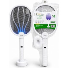 Uravas Store Gold Silver GS-3602 Şarjlı LED Sivrisinek Öldürücü Raket Standlı Çift Kullanımlı Lityum Pilli