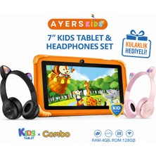 Ayers 7 Inç Çocuk Tableti 4gb Ram 128GB Kılıflı, Ebeveyn Kontrollü, Eğitici Oyun Dayanıklı Çocuk Tableti