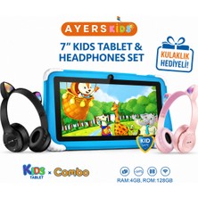 Ayers 7 Inç Çocuk Tableti 4gb Ram 128GB Kılıflı, Ebeveyn Kontrollü, Eğitici Oyun Dayanıklı Çocuk Tableti