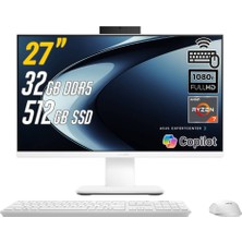 Asus Expertcenter P600 Ryzen Aı 7-350 32GB 512GB 27 Freedos Beyaz Aı-Powered All In One Bilgisayar PM670KA