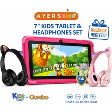Ayers 7 Inç Çocuk Tableti 4gb Ram 128GB Kılıflı, Ebeveyn Kontrollü, Eğitici Oyun Dayanıklı Çocuk Tableti