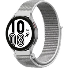 Mey ®  Samsung Galaxy Watch 4 Hasırlı Cırtcırtlı Kordon - Beyaz Najmaddin