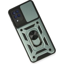 Mey ®  Samsung Galaxy A22 Kılıf Pars Lens Yüzüklü Silikon - Yeşil Najmaddin