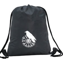 Hero Tasarım Hero tasarım  Viking Pusulası ve Kuzgun - Ipli Spor Sırt Çantası - Günlük - Okul 35*46CM One Size | INN1068