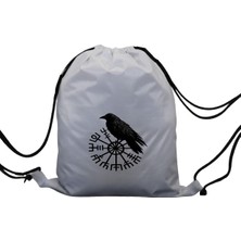 Hero Tasarım Hero tasarım  Viking Pusulası ve Kuzgun - Ipli Spor Sırt Çantası - Günlük - Okul 35*46CM One Size | INN1068