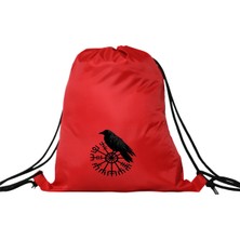 Hero Tasarım Hero tasarım  Viking Pusulası ve Kuzgun - Ipli Spor Sırt Çantası - Günlük - Okul 35*46CM One Size | INN1068