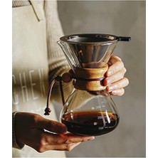 Empressco Şık Ahşap Tutacaklı 600 ml Cam Demlik, Kahve ve Çay Için Mükemmel Seçenek