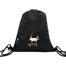 Hero Tasarım Hero tasarım Kedi - Ipli Spor Sırt Çantası - Günlük - Okul 35*46CM One Size | INN1103