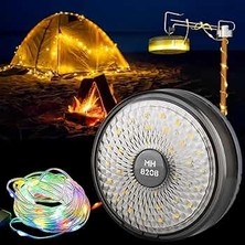 Belirtilmemiş Şarjlı 10 Metre Ledli Şarj Göstergeli 8 Işık Modlu Hareketli Flaşör Modlu Kamp Lambası LED Işık