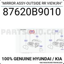 BSG Hyundai I20 - 2008-2014 Dış Dikiz Aynası Sağ Manuel (Oem No (876201J000 )