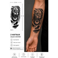 Tattoo Gerçekçi Aslan Desenli Geçici Dövme Sticker Kol Bacak İçin Suya Dayanıklı Model
