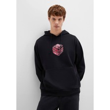 Mavi Mavi Baskılı Kapüşonlu Siyah Sweatshirt 0S10397-900