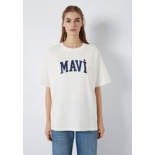Mavi Mavi Logo Baskılı Ekru Tişört. 1600843-81964