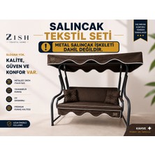 Zish Home ALTALENO Kahverengi 2 Kişilik 130×45 cm Süngerli Bahçe Balkon Salıncak Minderi | Yıkanabilir Kılıflı, Tenteli Keten Kumaş Tekstil Seti | 24 DNS 8 cm Orta Sert Sünger