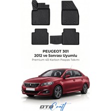 Otocraft Peugeot 301 (2012 ve Sonrası) Araca Özel 4d Karbon Havuzlu Oto Paspas Full Set 5 Parça