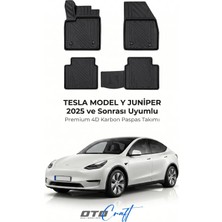 Otocraft Tesla Model Y Juniper (2025 ve Sonrası) Araca Özel 4d Karbon Havuzlu Oto Paspas Full Set 5 Parça