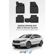 Otocraft Skoda Enyaq Suv (2021 ve Sonrası) Araca Özel 4d Karbon Havuzlu Oto Paspas Full Set 5 Parça