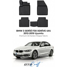 Otocraft Bmw 3 Serisi F30 Xdrıve 4x4 (2012-2019) Araca Özel 4d Karbon Havuzlu Oto Paspas Full Set 5 Parça