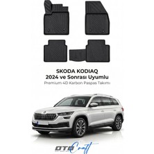 Otocraft Skoda Kodiaq (2024 ve Sonrası) Araca Özel 4d Karbon Havuzlu Oto Paspas Full Set 5 Parça