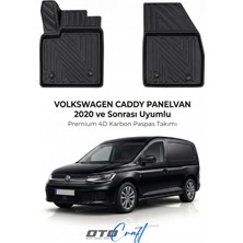 Otocraft Volkswagen Caddy Pv (2020 ve Sonrası) Araca Özel 4d Karbon Havuzlu Oto Paspas Ön Kabin Full Set 2 Parça