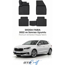 Otocraft Skoda Fabia (2022 ve Sonrası) Araca Özel 4d Karbon Havuzlu Oto Paspas Full Set 5 Parça