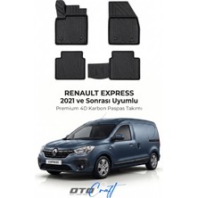 Otocraft Renault Express (2021 ve Sonrası) Araca Özel 4d Karbon Havuzlu Oto Paspas Full Set 5 Parça