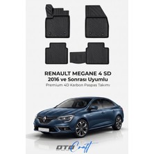 Otocraft Renault Megane 4 Sd (2016 ve Sonrası) Araca Özel 4d Karbon Havuzlu Oto Paspas Full Set 5 Parça