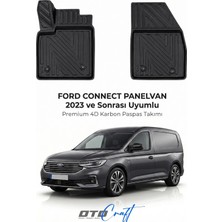 Otocraft Ford Connect Pv (2023 ve Sonrası) Araca Özel 4d Karbon Havuzlu Oto Paspas Ön Kabin Full Set 2 Parça