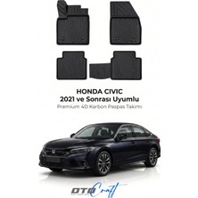 Otocraft Honda Civic (2021 ve Sonrası) Araca Özel 4d Karbon Havuzlu Oto Paspas Full Set 5 Parça