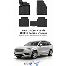 Otocraft Volvo XC90 Hybrit (2018 ve Sonrası) Araca Özel 4d Karbon Havuzlu Oto Paspas Full Set 5 Parça