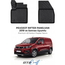 Otocraft Peugeot Rifter Pv (2019 ve Sonrası) Araca Özel 4d Karbon Havuzlu Oto Paspas Ön Kabin Full Set 2 Parça