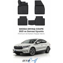 Otocraft Skoda Enyaq Coupe (2021 ve Sonrası) Araca Özel 4d Karbon Havuzlu Oto Paspas Full Set 5 Parça